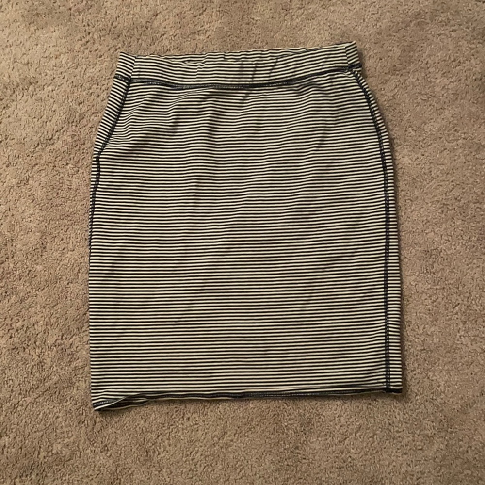 Navy and white striped tube skirt